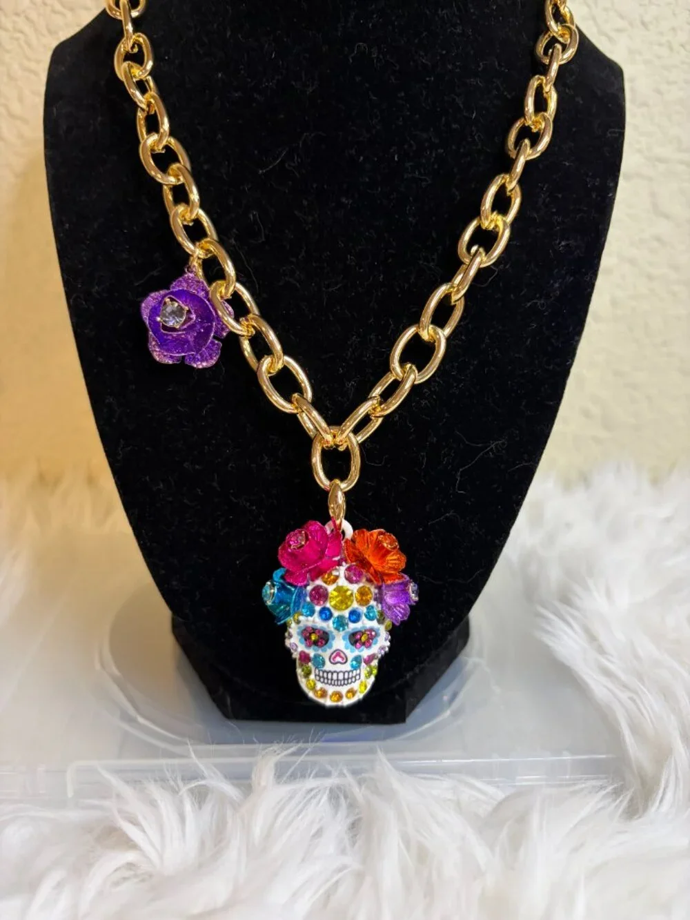 Betsey Johnson Sugar Skull Jewelry Set Necklace Bracelet Ring Earrings NWT